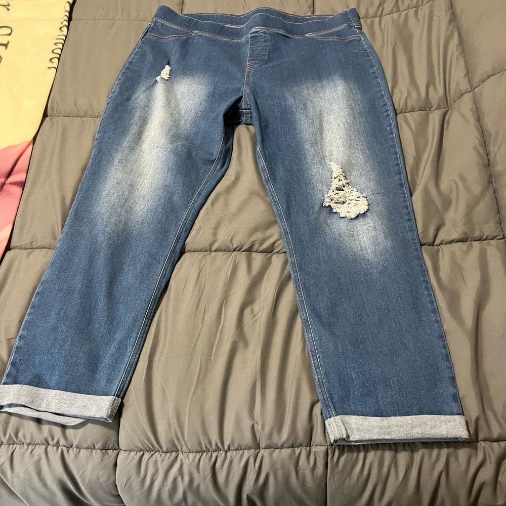 Women's Blue Distressed Jeans